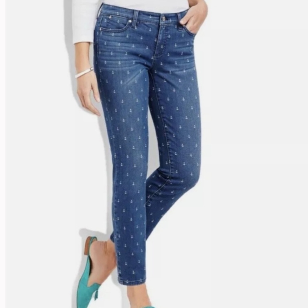 Talbots Anchor Print Flawless Slim Leg Ankle Jean